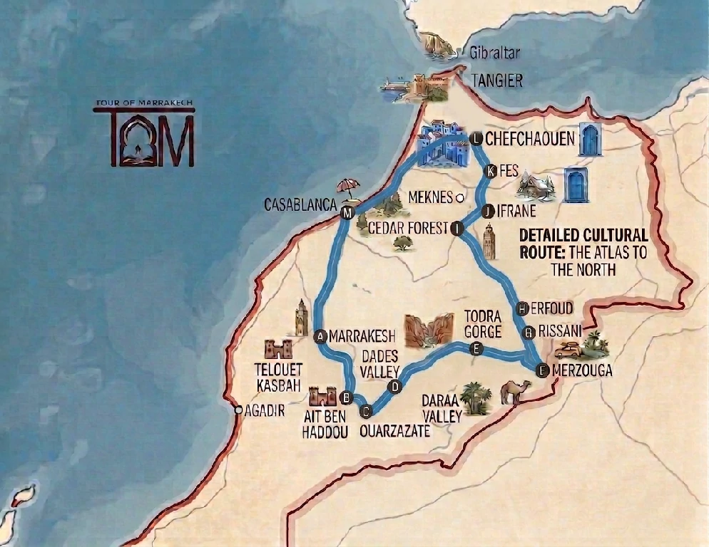 map of Marrakech Itinerary 7 Days